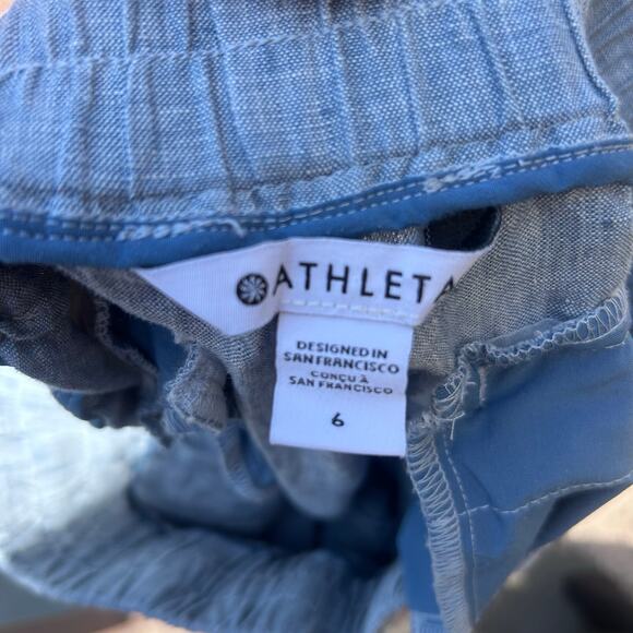 Athleta Cabo Linen Chambray Blue Jogger Size 6 - Picture 5 of 7